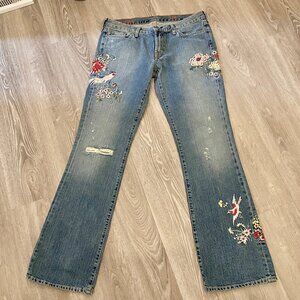 Hipslung J.Crew Boho Cottage Y2K Made USA Low/Mid Rise Bootcut Jeans Pants 31R
